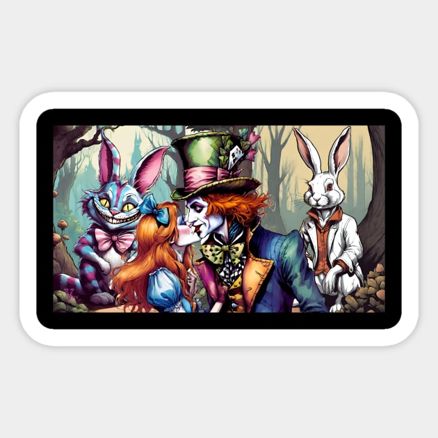 Mad Hatter, Alice, White Rabbit Cheshire Cat Sticker by Viper Unconvetional Concept